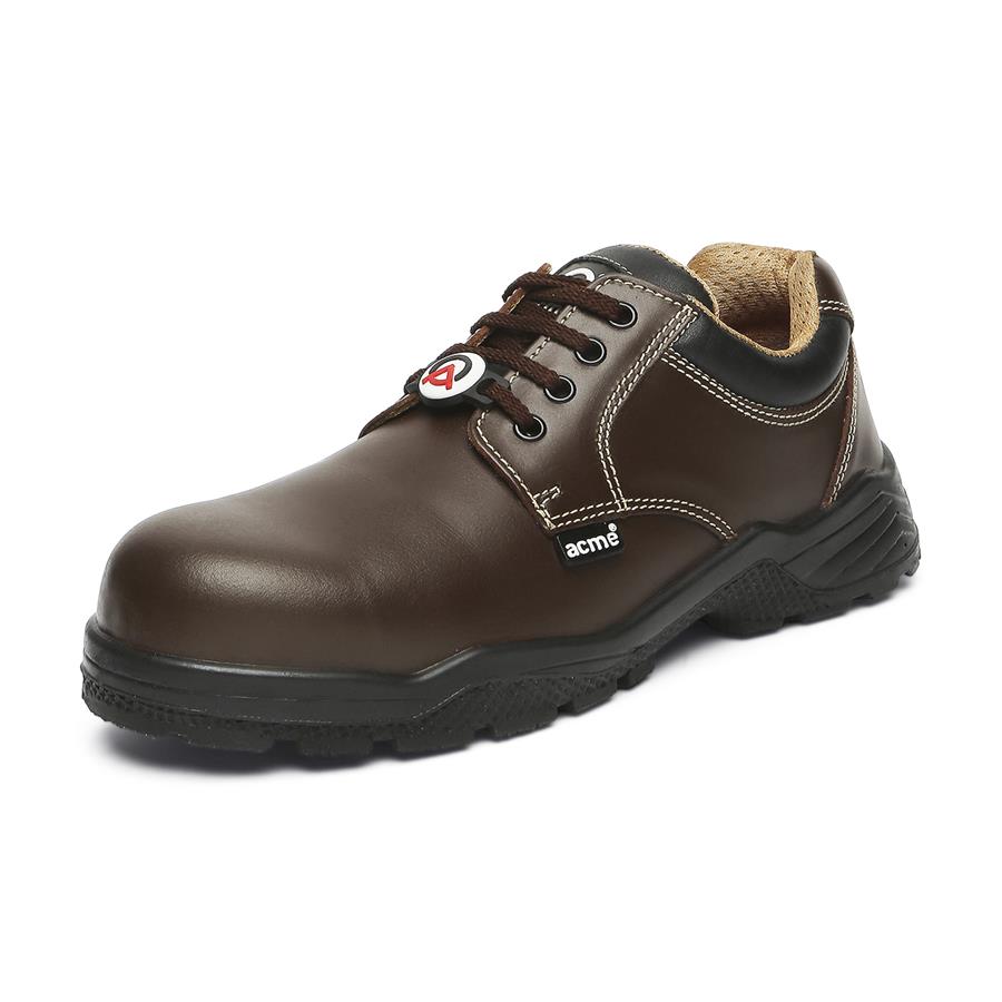 Acme Slick Leather Safety Shoes Brown Colour Safety Shoes